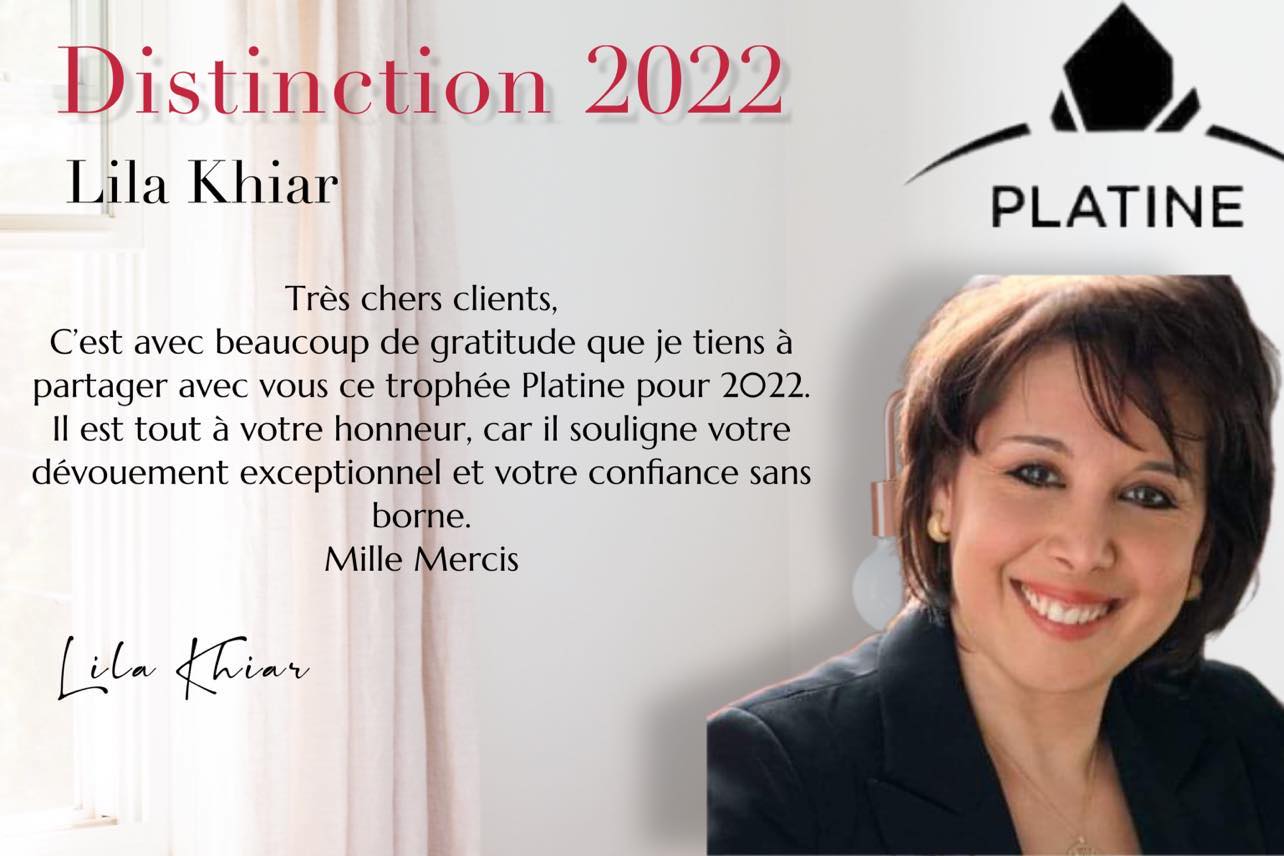 Lila Khiar Courtier immobilier - Trophée Platine 2022 Individuel - RE/MAX